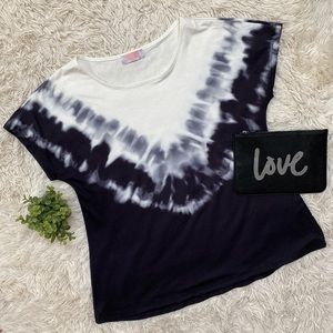 C+D+M SS Tie Dye Dolman Top 💗 Black & White